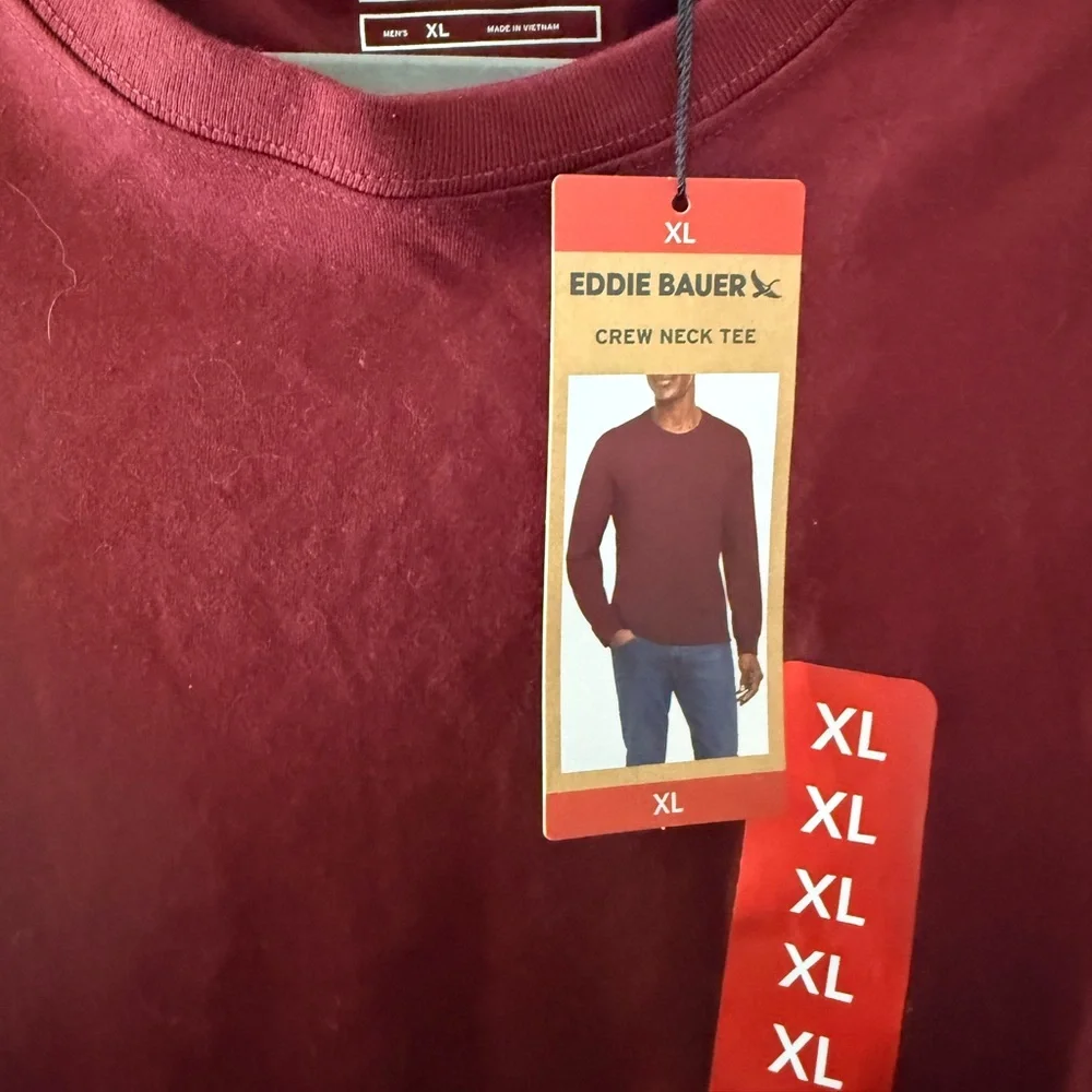 Eddie Bauer Long-Sleeve Crewneck Shirt in Deep Red - Picture 2 of 3